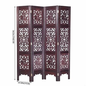 Vintage Oriental Style 4 Panels Screen Room Divider FUR1009 - Picture 1 of 5
