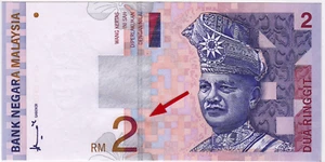 Mazuma *M5196 Malaysia AhmadDon 8th $2 AJ0674526 Minor Error AUNC - Picture 1 of 3