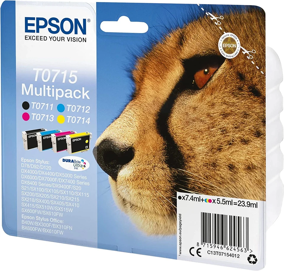 Epson T0715 Multipack C13T07154012 cartouche d'encre authentique CMYK (TVA inclu - Photo 1/1