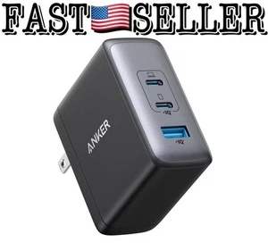 Anker 100W USB‑C Charger Block (GaN II) 3‑Port Wall Charger, Black - Picture 1 of 8