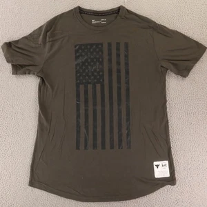Under Armour Shirt Mens L Gray Project Rock Freedom HeatGear Flag Tee - Picture 1 of 10