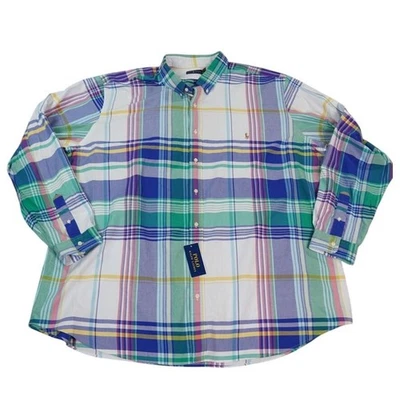 Polo Ralph Lauren Shirt Mens 4XLT Tall Multicolor Plaid Long Sleeve Button Down - Image 1 of 4