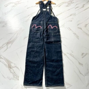 EVISU Big Coverall Denim Jacket Blouson Seagull Pink 32 x 35 Indigo FROM JAPAN - Picture 1 of 10