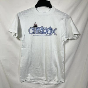 Vtg Single Stitch Charlevoix Michigan Lighthouse Graphic T-Shirt Medium USA 80's - Picture 1 of 9
