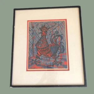 Enrique Climent Enmarcado Grabado Linocorte "El Gallo" (Español d.1980) 1951 Firmado - Imagen 1 de 16