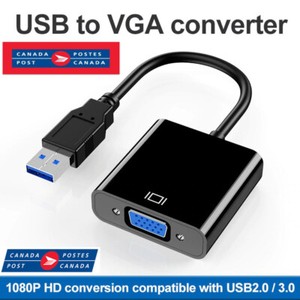 USB 3.0 to VGA Adapter Cable Converter Audio Video 1080P PC For TV HDTV Monitor.