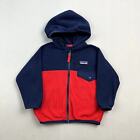 Patagonia Micro D Snap-T Fleece Jacket Baby 6-12M Navy Blue Red Hooded Full Zip