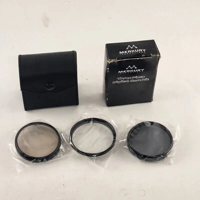 3 Merkury Optics 55mm Lens Filters PL UV FD Soft Case + 3-Piece Digital Care Kit - Image 1 of 4