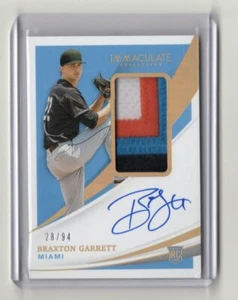 BRAXTON GARRETT - MARLINS - 2021 IMMACULATE - ROOKIE PATCH AUTO #'d 28/94 SICK! - Picture 1 of 2