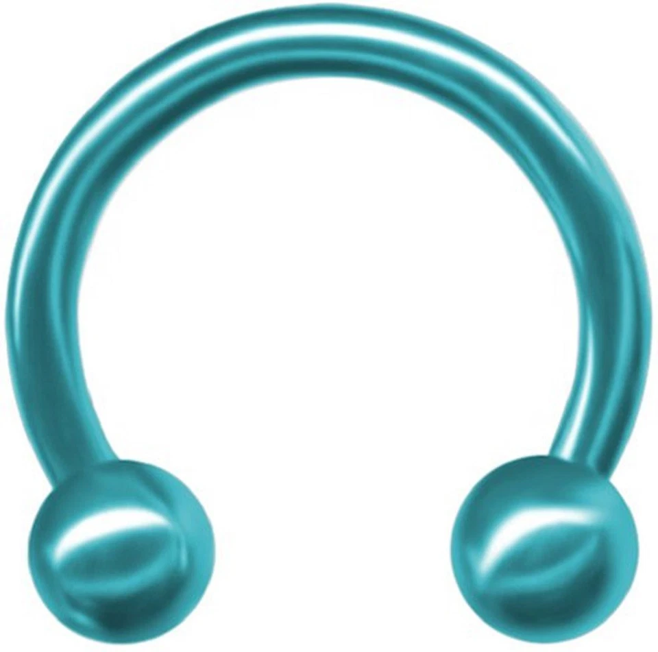 (2 pieces) 16g Horseshoe Circular Barbell TEAL Titanium Over Surgical Steel - Image 1 of 1