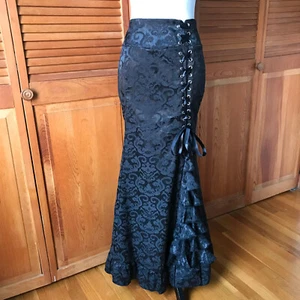 Falda Sirena Gótica Victoriana Visual Kei Encuadernada Nocturna Jacquard Volantes XXL - Imagen 1 de 7
