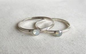 2 x STERLING SILVER CRYSTAL SET STACKING RINGS SIZE N 925 1.62g (27010) - Picture 1 of 9