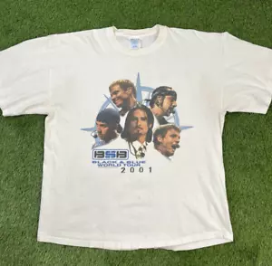 Vintage Backstreet Boys T-Shirt Men Size XL White Short Sleeve Black & Blue Tour - Picture 1 of 7