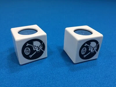 CHALK BOX, INC. ( 2) Billiard Pool Cue Chalk Box Holder " Skull “