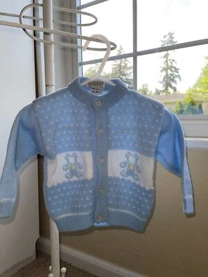 Baby Boy Blue Knit Sweater Nordstrom Bear 6 Months Infant Reborn Baby Foto 1 de 4