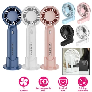 Mini Hand-held Fan Portable Folding Desk Fan Cooler Cooling USB Rechargeable - Picture 1 of 25