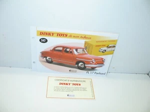 1 Card + Cert. Dinky Toys Atlas Repro Ref 547, 1 Panhard PL17 Red - Picture 1 of 1