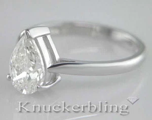Diamond Pear Shape Solitaire Ring Certified D IF 1.50ct Platinum Engagement - Picture 1 of 1