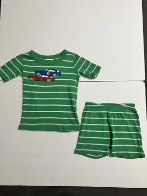 Hanna Andersson Boy’s Red Blue Race Cars Pajamas 2 Piece Set Size 5 Shorts - Изображение 1 из 4