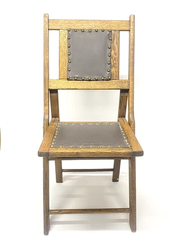 Vintage Wooden Oak Folding Chair Dated 1915 Cover