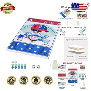 Waterproof Wood Baseball Dice Game for 2 Players - Thrilling Indoor Action - Picture 1 of 8