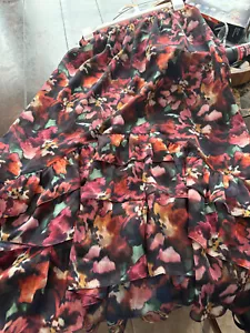 Misa Womens Smocked Waistband Floral Long A Line Skirt Multi Size XS - Picture 1 of 2