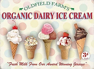 Oldfield Farm's Organic Dairy Ice Cream kleines Stahlschild 200mm x 150mm (og) - Bild 1 von 1