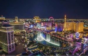 FOTO PÓSTER BRILLANTE DE LAS VEGAS SKYLINE tira nevada casino hoteles 2239 - Imagen 1 de 1
