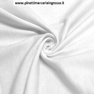 TESSUTO STOFFA MAGLINA JERSEY DI COTONE BIANCO STRETCH VENDITA METRO ALTO=CM150  - Picture 1 of 1