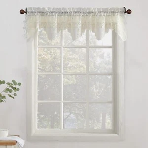 Alison Floral Lace Sheer Rod Pocket Kitchen Curtain Valance 58" X 14" I - Picture 1 of 5