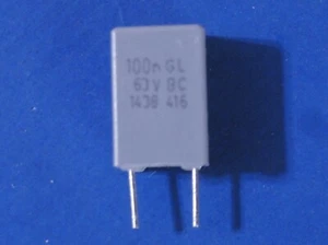 Bag of 10 Vishay BFC241641004, Film Capacitors, 0.1UF, 2%, 63VDC, Radial Leads - Picture 1 of 4