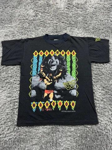 Vintage 90’s WWF Ultimate Warrior Youth XL Kids Baby Doll T Shirt 1990 Titan Cover
