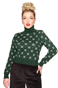 Brillante y Hermoso «DYLAN SNOW» Fair Isle Vintage JUMPER Pullover Rockabilly - Imagen 1 de 5