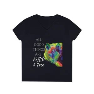 Ladies' V-Neck T-Shirt - Picture 1 of 19