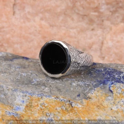 Anillo de sello de ónix negro anillo de plata de ley 925 anillo de banda para hombre regalo para esposo Foto 1 de 4