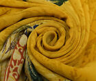 Sari jaune vintage Sushila 100 % pure crêpe soie imprimée tissu doux floral