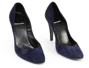 PIERRE HARDY Suede Navy Blue Pumps Pump Leather Heels Shoes Sz 39.5 - Picture 1 of 8