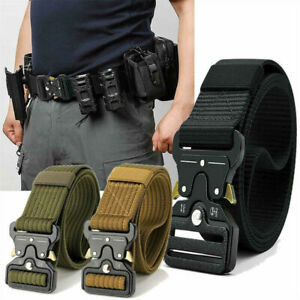 Quick Release Buckle Military Trouser Belt Camo Army Tactical Webbing Nylon UK