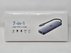 HB056 Hub USB-C 7 en 1 Estación de Acoplamiento Tipo-C USB SD TC Ranuras - Nuevo - Imagen 1 de 2