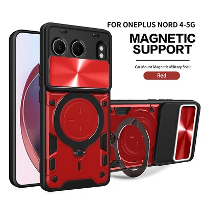 For OnePlus Nord 4, Luxury Armor Slide Lens Camera Magnetic Support Cover Case - Image 1 of 4