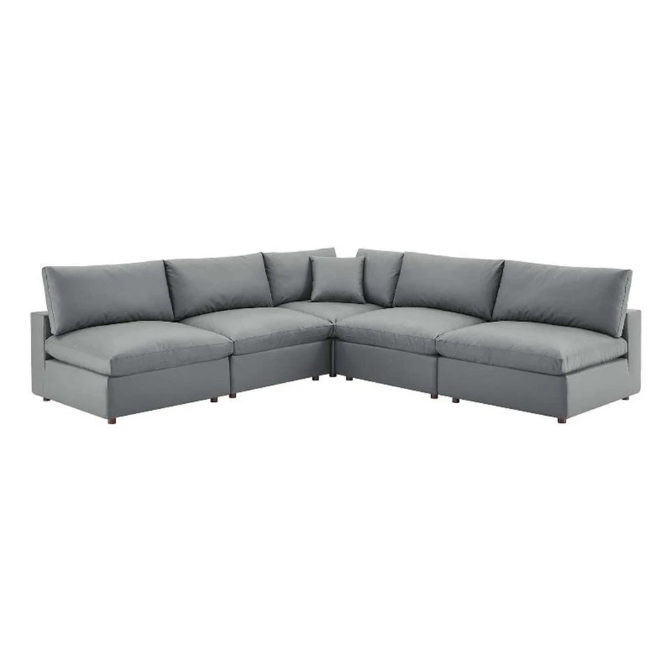 Modway Commi" Down Filled Vegan 5-Pc Sectional GY -EEI-4919-GRY