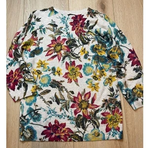 Suéter Floral Talbots 100% Cachemira - Marfil Multi - Talla M - Imagen 1 de 4