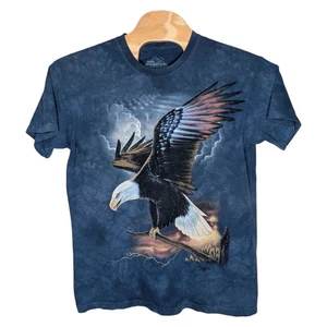 The Mountain Blue Tie Dye Bald Eagle T Shirt Large Made In USA Flag 2006 Vintage - Picture 1 of 12
