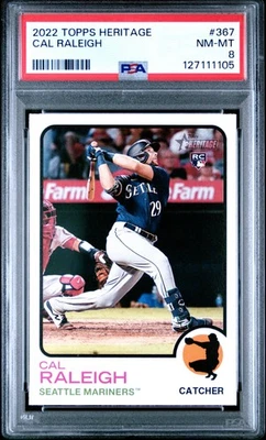 Cal Raleigh 2022 Topps Heritage #367 Rookie RC PSA 8 Foto 1 de 2