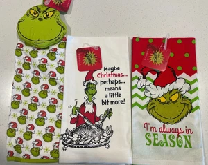 Choose 2 Dr Seuss The Grinch Kitchen Dish Tea Towels Christmas Holiday Home - Picture 1 of 12