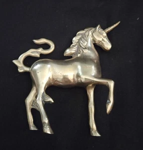 Vtg Brass Unicorn Mythical Fantasy Figurine Solid Brass 6"x 6" - Picture 1 of 9