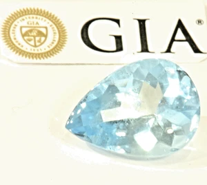 GIA Certified Natural Aquamarine Loose Buff top Pear Cut 9.78 ct. Natural Beryl - Picture 1 of 13