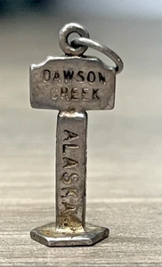 Sterling 925 Dawson Creek British Columbia Canada Mile 0 Alaska Highway Charm - Picture 1 of 13