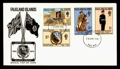 DR WHO 1970 FALKLAND ISLANDS FDC DEFENCE FORCE ANIV COMBO FOX BAY M61510 - Image 1 of 2