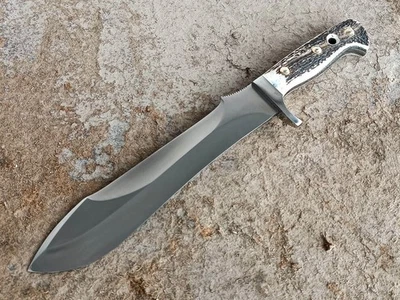 Cuchillo Bowie Hecho a Mano Personalizado D2 Acero Caza Camping, Bowie Supervivencia Exterior Foto 1 de 2